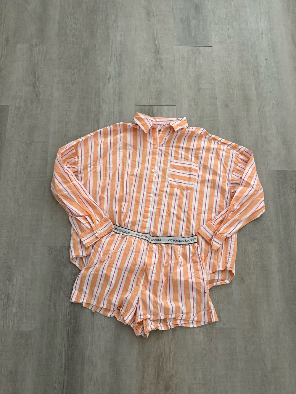 Victoria's Secret Orange Stripe Cotton Pajama Set